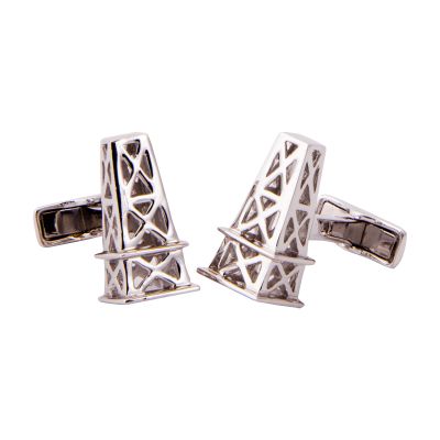 Oil Derrick Sterling Silver Cuff Links