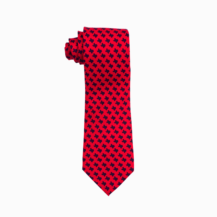 Sovereign Grade Navy Red Spot Printed Silk Tie, 160 cm