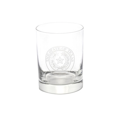Texas State Seal Etched Whiskey Glass
