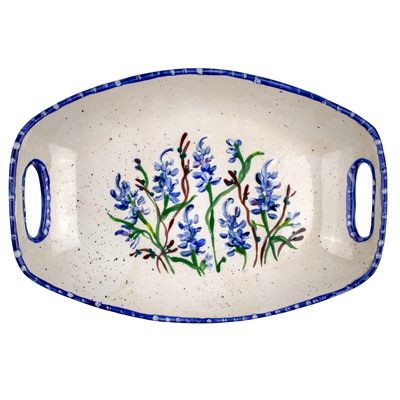 Bluebonnet Hand-Painted Ceramic Handled Tray