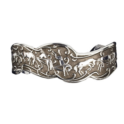 Prancing Horses Silver Cuff Bracelet