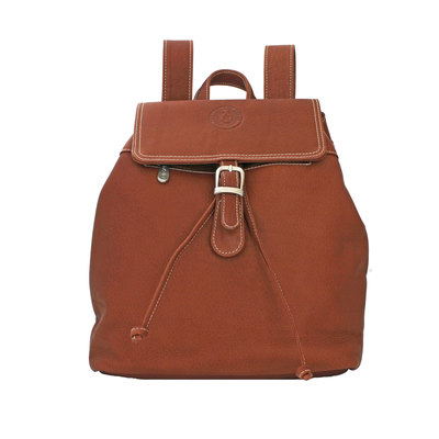 Texas State Seal Leather Backpack - Saddle