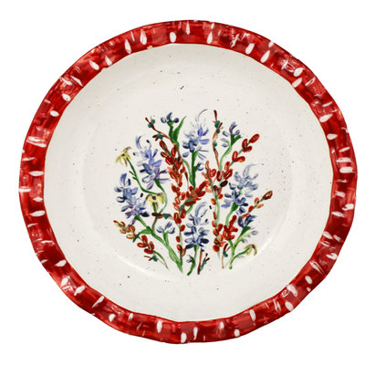 Wildflower Hand-Painted Ceramic Pie Dish