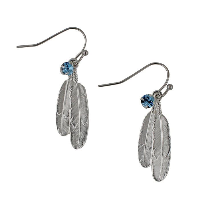 Small Double Feather Earrings