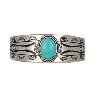 Blue Oval Turquoise Cuff Bracelet