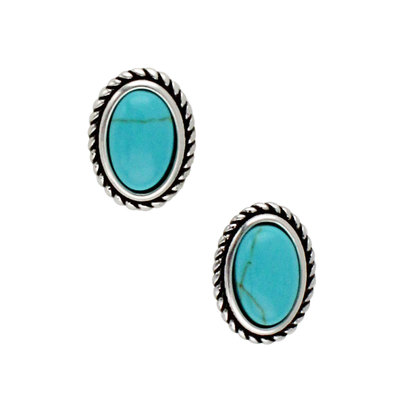 Blue Oval Turquoise Earrings
