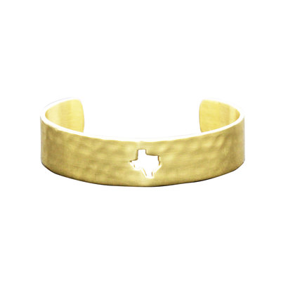 Texas Hammered Brass Cuff-Goldtone