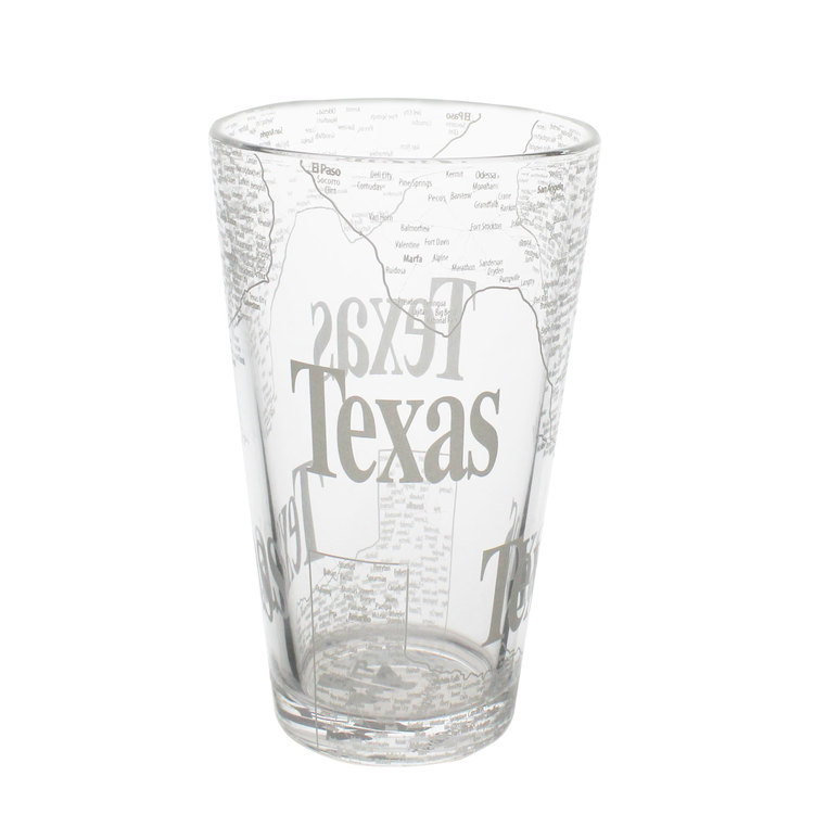Texas Map Pint Glass Set of 2