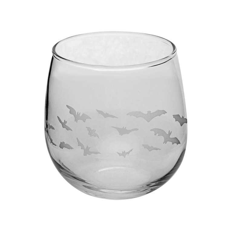 Bat Colony Etched Stemless Wine Glass