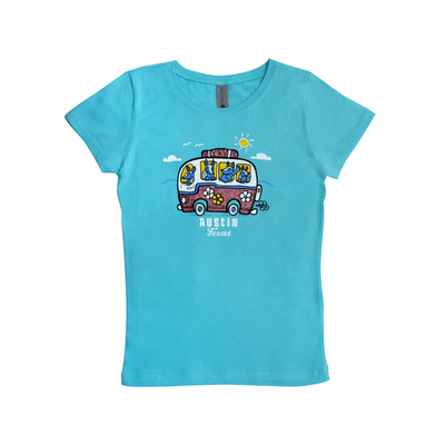 Traveling Armadillo Youth  T-Shirt in Heather Turquoise