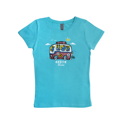 Traveling Armadillo Youth T-Shirt in Heather Turquoise