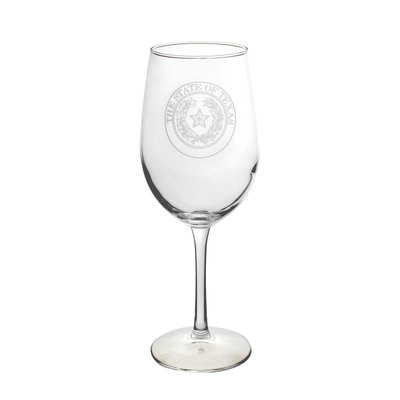 Texas State Seal Stemmed Wine Glass