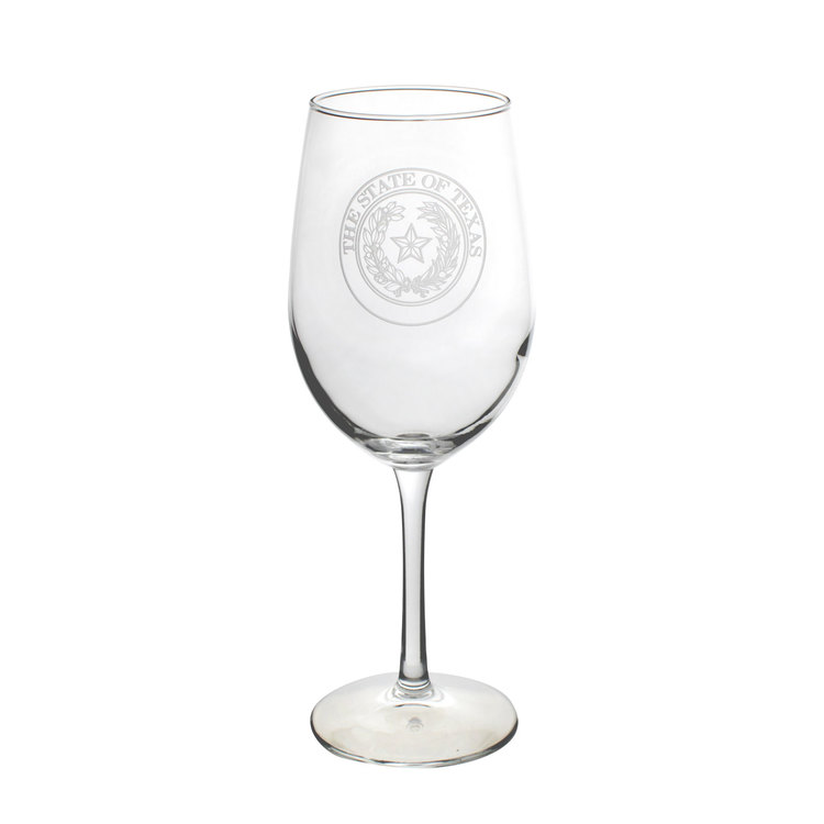 Texas State Seal Stemmed Wine Glass