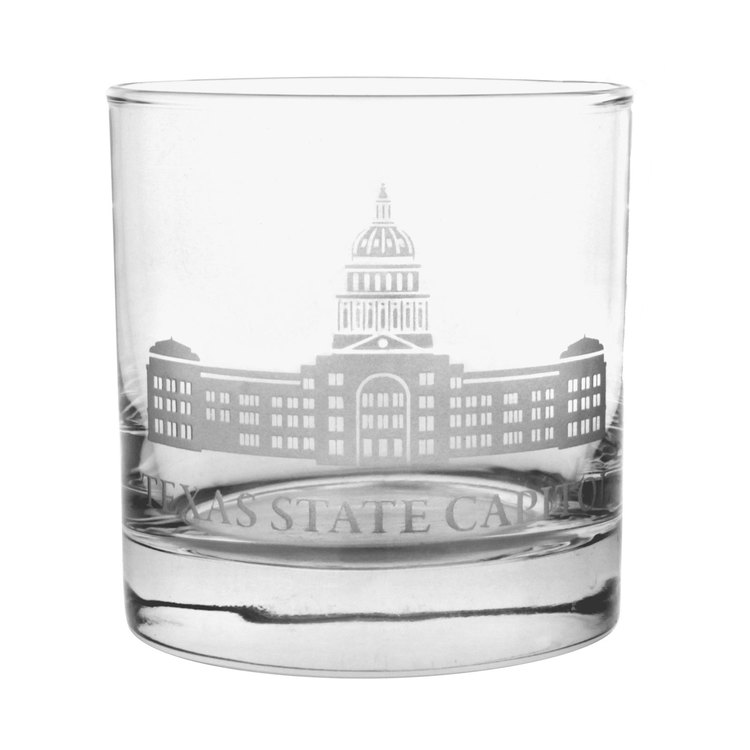 Texas Capitol Etched Whiskey Glass