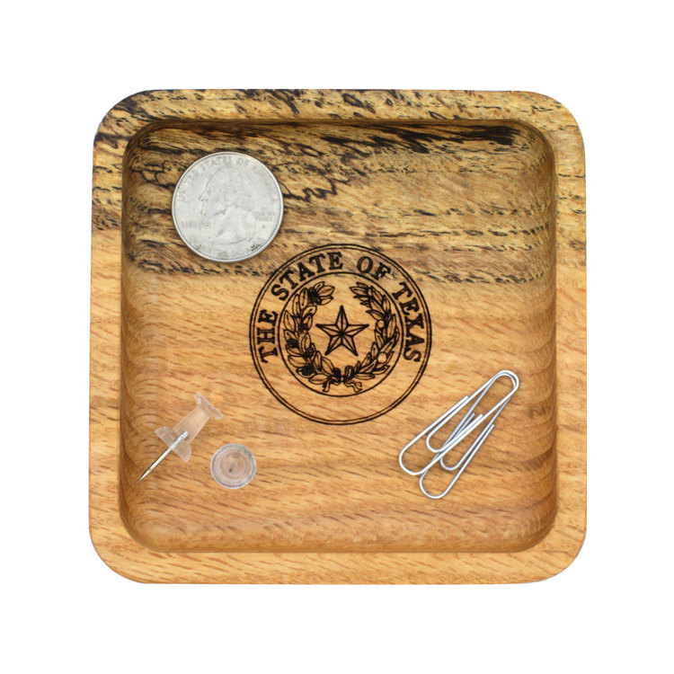 Texas State Seal Etched Capitol Wood Tray - Small