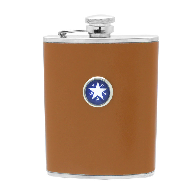 First Flag of Texas Leather Flask