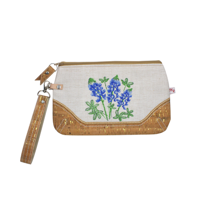 Bluebonnet Cork Wristlet