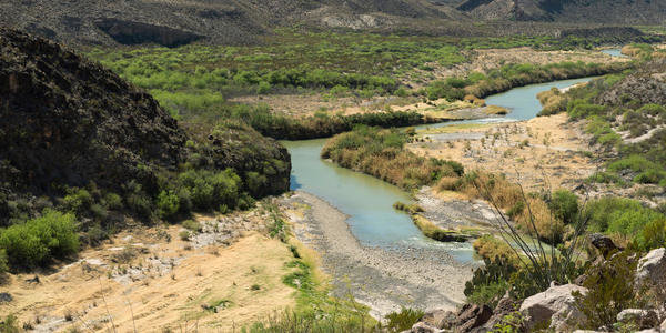 View of the Rio Grande River along Texas Rt. 170, Bend Ranch