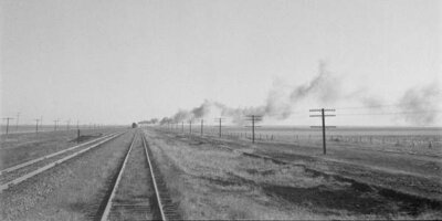 Jack Delano Crossing Texas wheat country along the Atchison, Topeka, and Santa Fe Railroad between Amarillo, Texas and Clovis, New Mexico, 1943