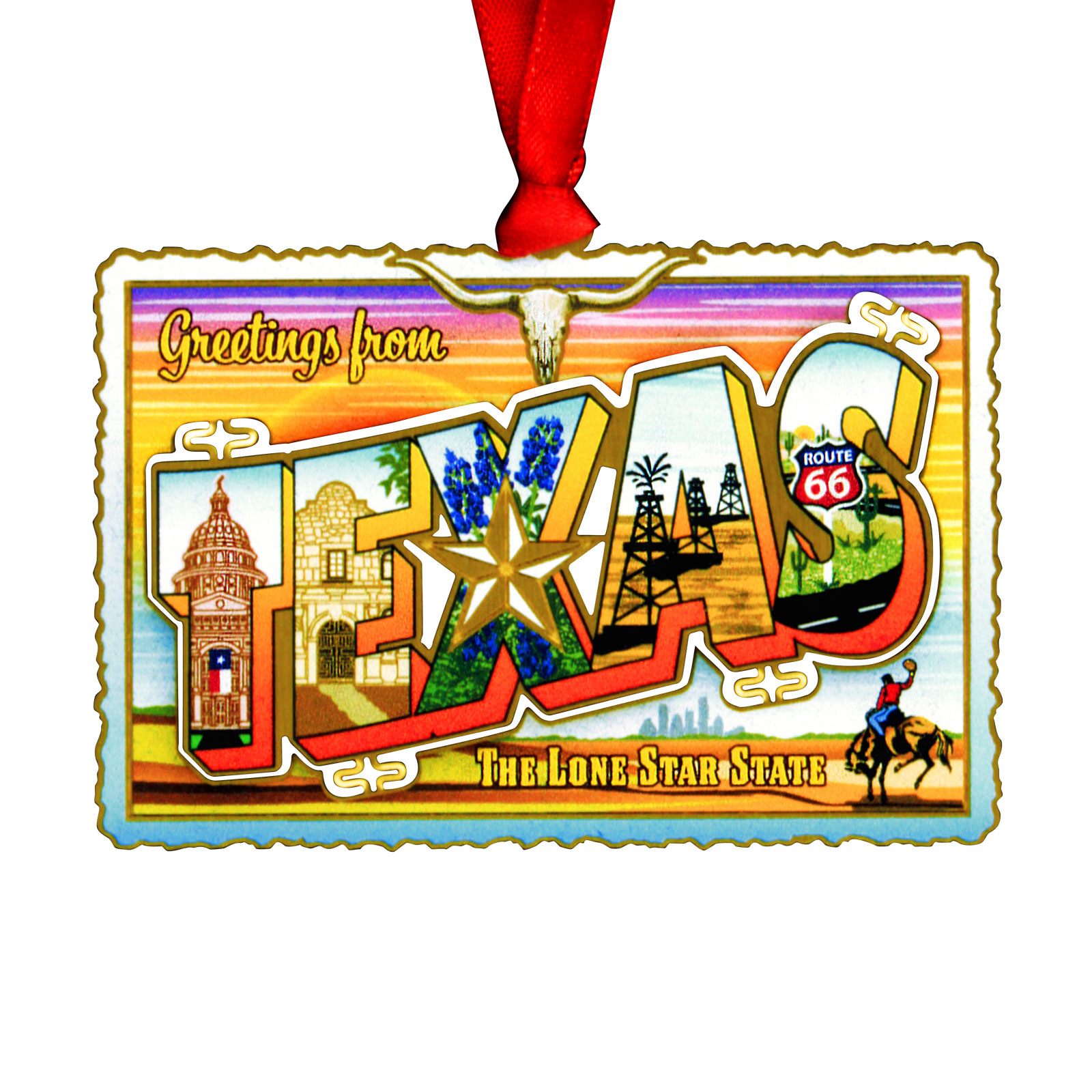 Vintage Texas Postcard Ornament