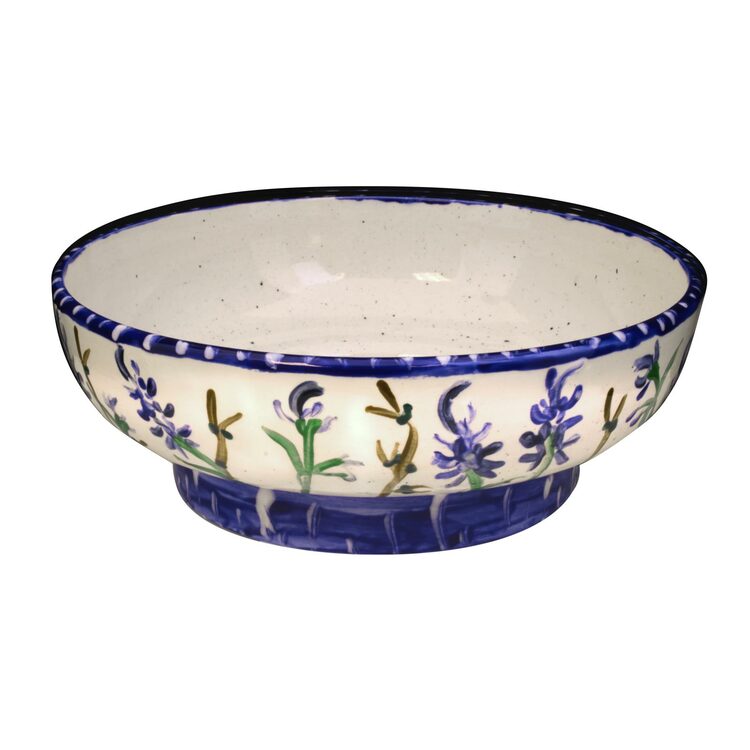 Hand-painted Bluebonnet Pedestal Bowl
