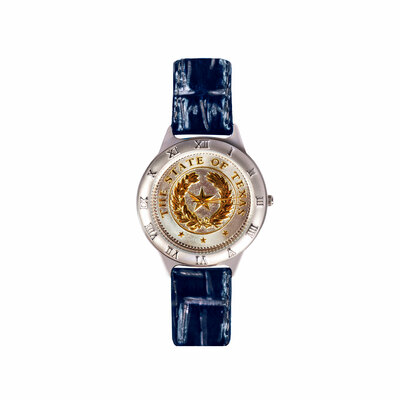 Texas State Seal Ladies Blue Leather Watch - Small