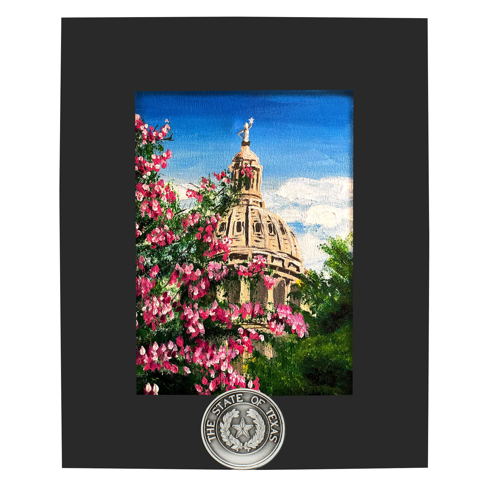 アメリカ製 手作り 写真立て Texas State Seal Picture Frame - Black- 5x7 Vertical