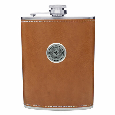 Texas State Seal Leather Flask