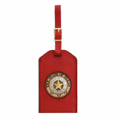 Lone Star Two-Tone Red Leather Luggage Tag