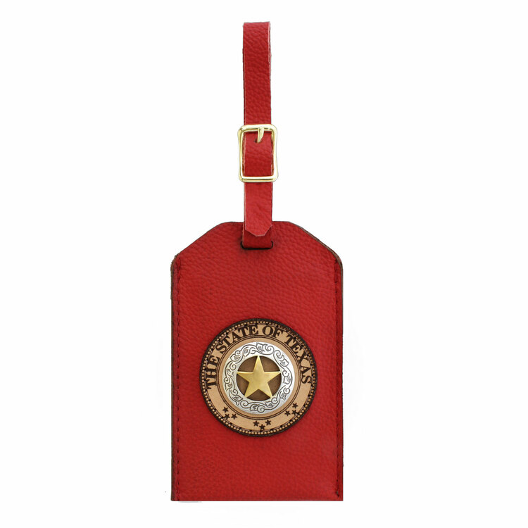 Lone Star Two-Tone Red Leather Luggage Tag