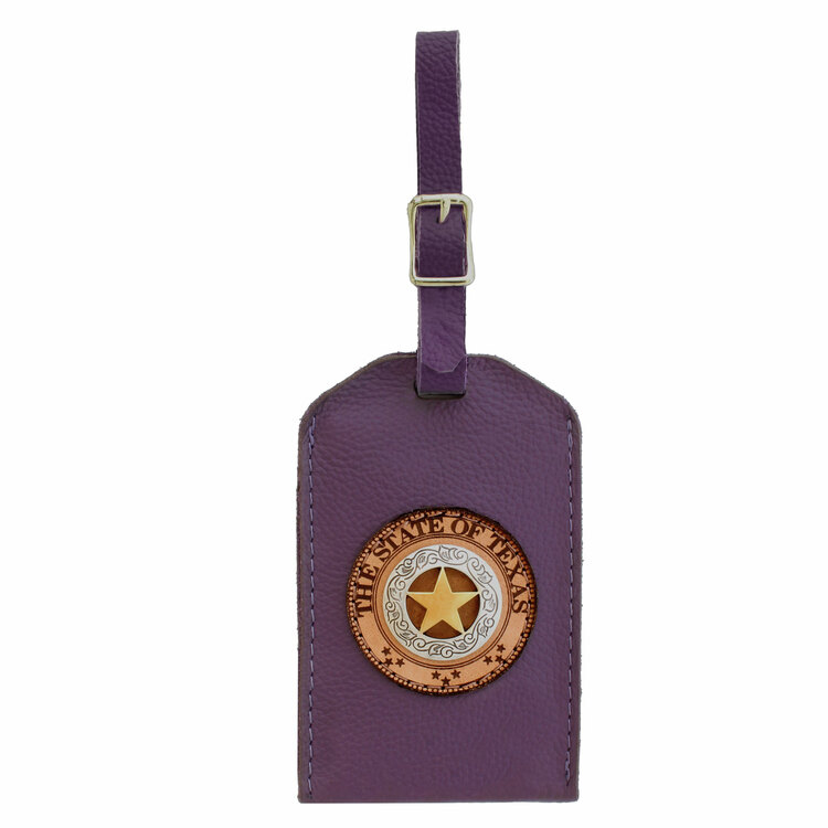 Lone Star Two-Tone Purple Leather Luggage Tag