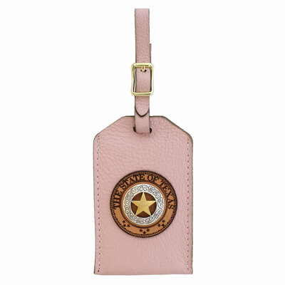 Lone Star Two-Tone Pink Leather Luggage Tag