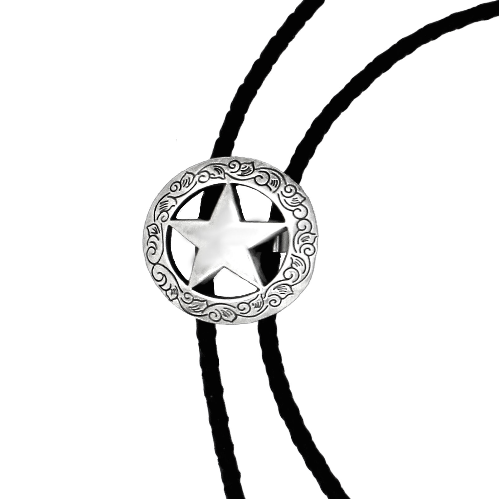 Bolo Tie Occidentale Con Stella Solitaria - Cravatta Bolo In Pelle Intrecciata, Fatto A Mano USA