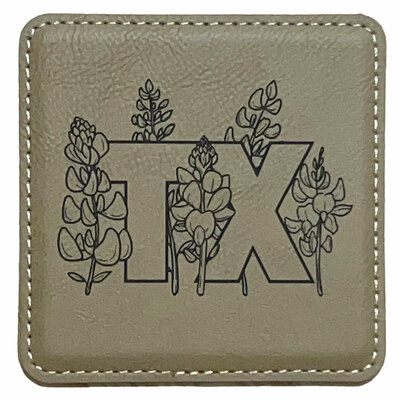  TX with Bluebonnet Patch Leatherette  Coaster