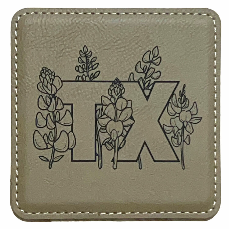  TX with Bluebonnet Patch Leatherette  Coaster