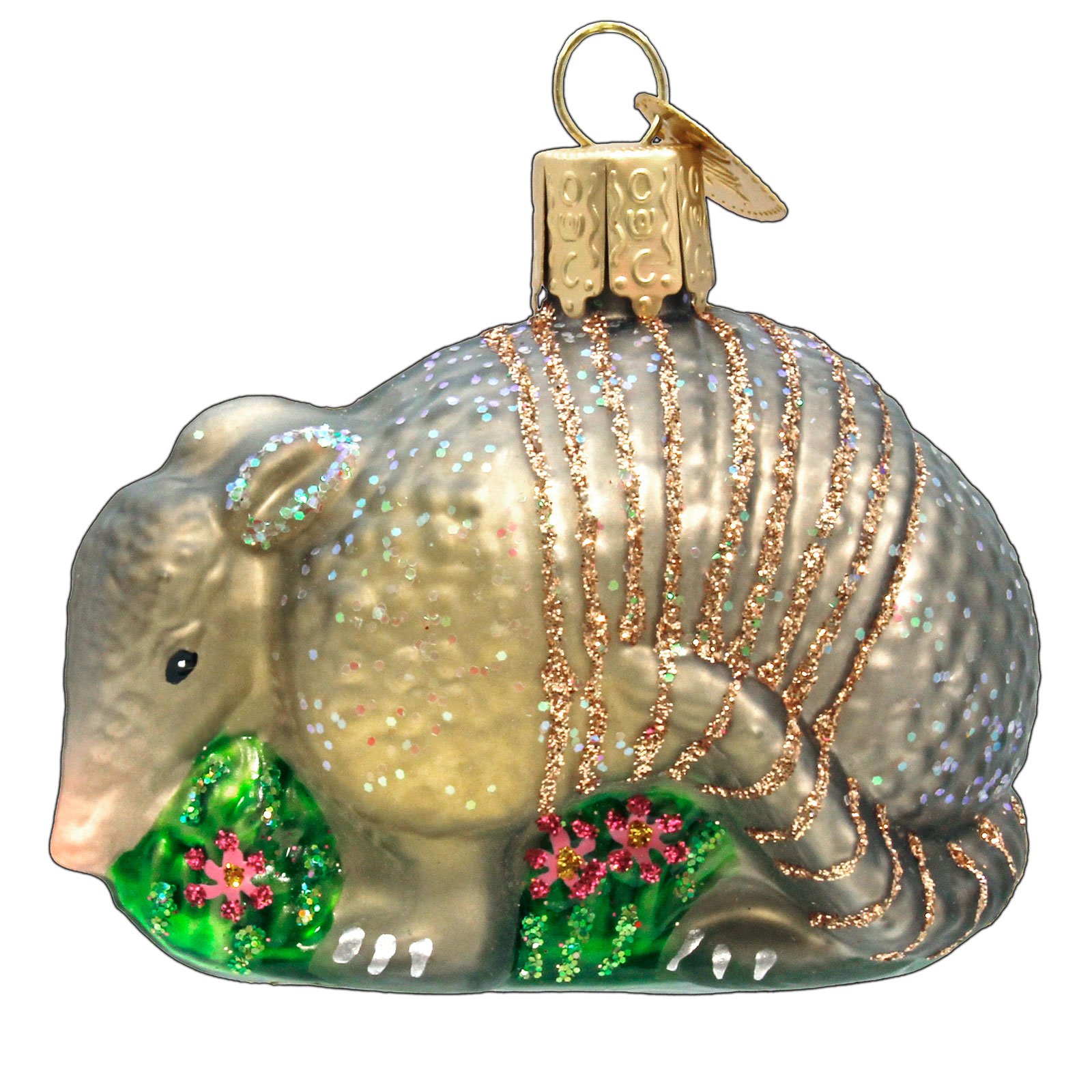 Vibrant Multicolored Armadillo Glass Christmas Ornament ja24 BLOWN