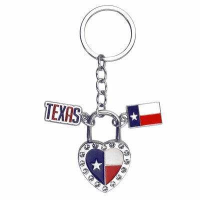 Texas State Flag Heart-Shaped Keychain