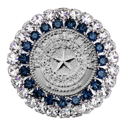 Texas State Seal Silver and Montana Blue Brooch