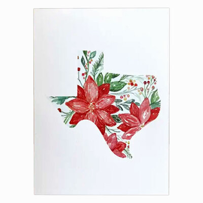 Poinsettia Texas Christmas Card