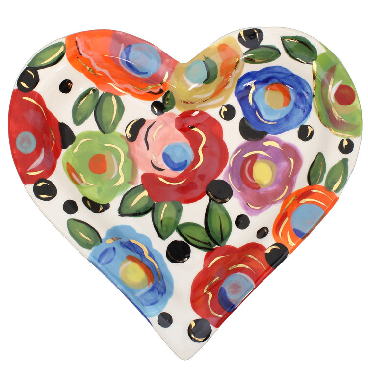 Polka Dot Flower Heart Trinket Tray