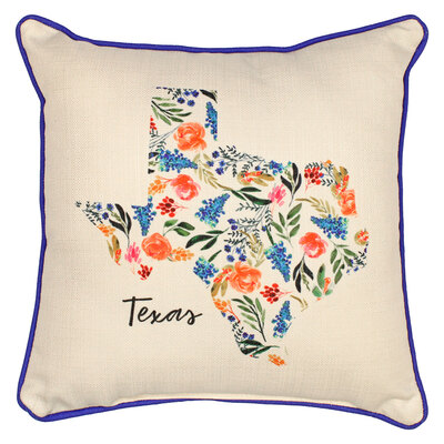 Bluebonnet Pattern Texas Accent Pillow 