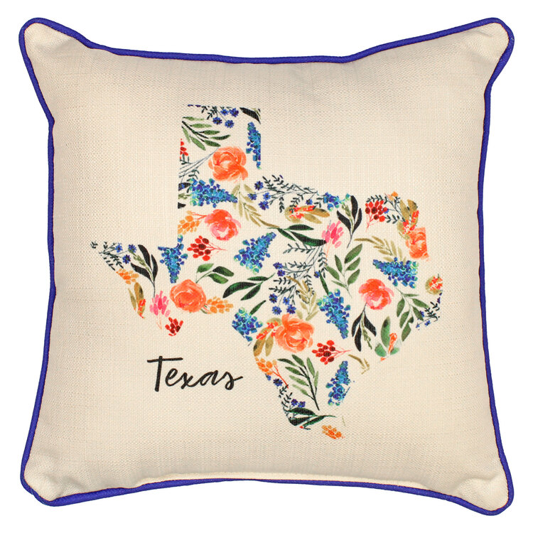 Bluebonnet Pattern Texas Accent Pillow 