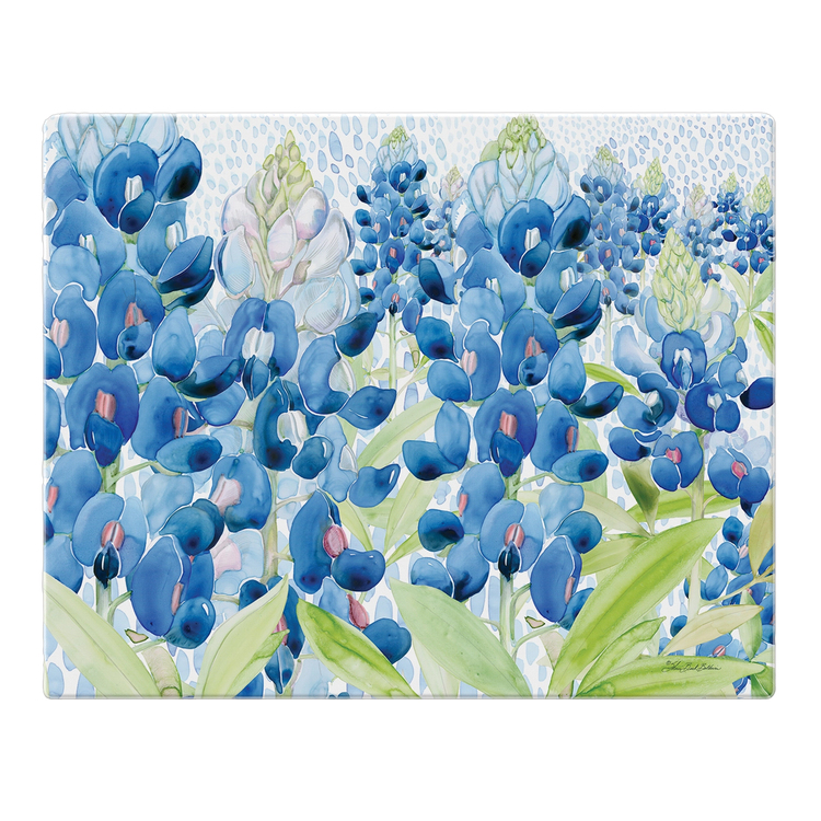 Texas Bluebonnet Field Glass Cutting Board