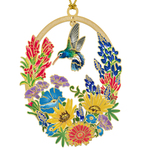 Texas Hummingbird and Wildflowers Christmas Ornament