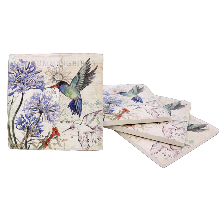 Hummingbird Tumbled Tile Coasters 4 pack