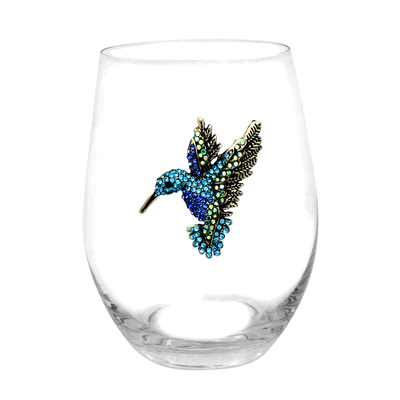 Hummingbird Jeweled Stemless Wine Glass