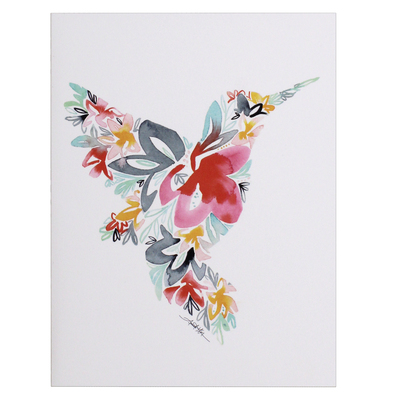 Hummingbird Floral Note Card Stationary Set