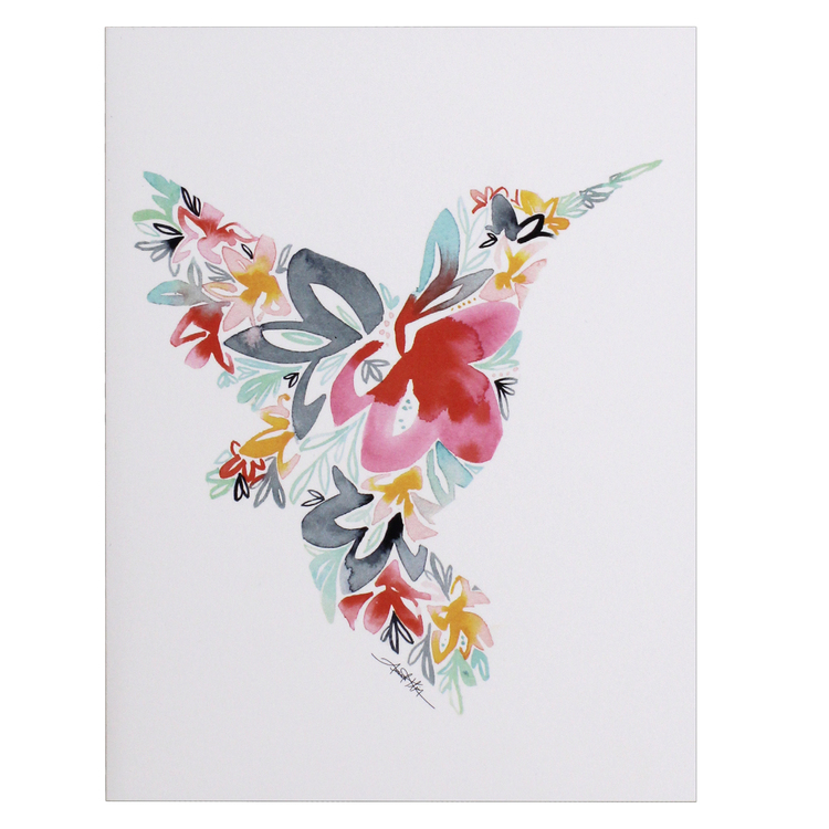 Hummingbird Floral Note Card Stationary Set