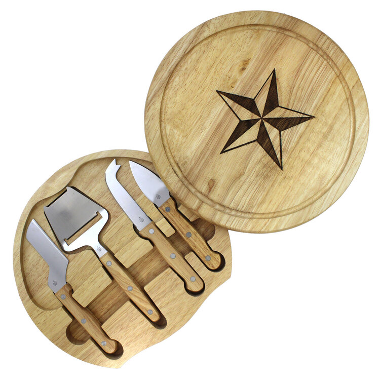 Texas Star Wood Cheese Board Set