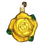 Yellow Rose of Texas Glass Christmas Ornament